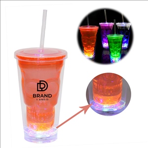 Halloween Glowing Skull Straw Cup